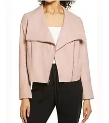 Sam Edelman Lamb Leather Drape Front Bomber Jacket Neutral Blush Pink Size Small