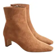 J. Crew Sueded Snip Toe Leather Booties Women Size 7 Warm Brandy