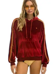 Aviator Nation velour velvet Maroon hoodie and jogger set size small