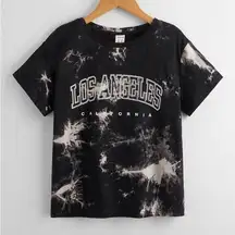 Los Angeles Spellout Graphic Tie Dye Acid Wash Oversized Boxy Tee T Shirt Top LA