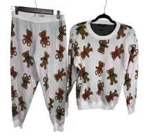 Forever 21 Teddy Bear Lounge Set Sweater Joggers Cozy‎ Knit Pajamas Women's M