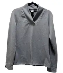 REI Sweater Heather Gray Shawl Collar Long Sleeve Pullover Fleece Sz M