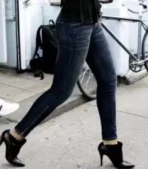 🆕 NWT Current Elliott The Cropped Legging With Long Zip Jean Blue Bird Skinny 25