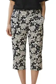 CHAPS Black & White Floral Cropped Ankle Pants Size 10
