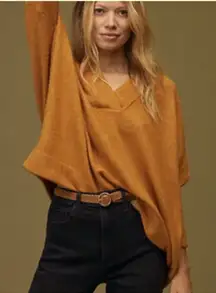 Anthropologie V-Neck Swearer Orange