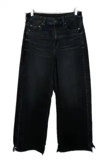 AMERICAN EAGLE Black Super High Rise Baggy Wide Leg Ankle Jeans Women's 6 Long