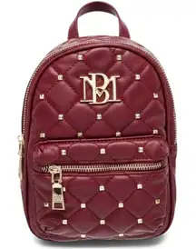 Badgley Mischka Mini Backpack Burgundy Studded Quilted New With Tags