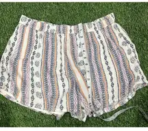 Abercrombie & Fitch Blue & White Boho Printed Soft Pull On Shorts Beachy Small