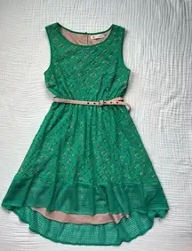 The Impeccable Pig green lace belted dress -Size M/L?