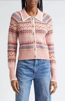 Veronica Beard Cheshire Fair Isle Cardigan Sweater Size S