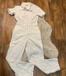 BDG‎ Short Sleeve Jumpsuit Size Small CreamShort Sleeve Denim One Piece Zipper