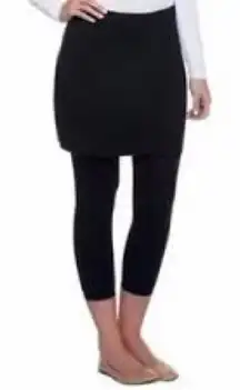 Legacy Brushed Cotton Skirted Cropped  Legging Black Size L Stretch Mid Length