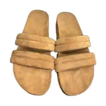 Varley Women's Giles 2.0 Quilted Slides‎ 9 Brown Double Padded Straps Sandals