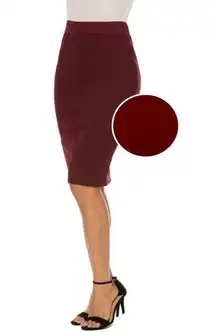 Brat Star  Skirt womens small pencil Maroon bodycon stretchy business @