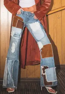 Revive Cowboy Patchwork A-List / Paparazzi Flare Jeans Sz 26
