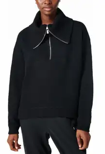 Sweaty Betty Restful Bouclé Half Zip Black Pullover Size 8