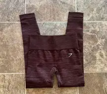 New Gymshark Adapt Marl Seamless Leggings Size Small Archive Brown/Cherry Brown