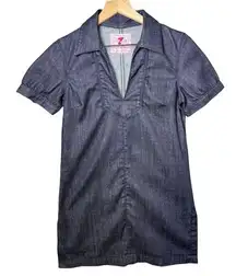 7 for all Mankind Women’s Babydoll Puff Sleeve Collared  Denim Dress