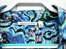 Notations Blouse Women Size Medium Multicolor Collared Long Sleeve Button Down