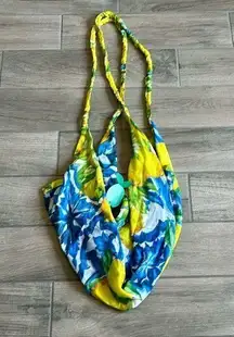 Extra long handle slouchy lemon print bag