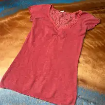 Free People We the Free Short sleeve Henley lace back detail v-neck medium