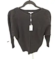 Vila Milano S Black Batwing Dolman Back Faux Button NWT Sweater Knit Y2K Slouchy