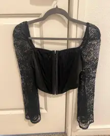 Black Long Sleeve Lace Corset Top