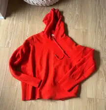 COS Red Textured Hoodie Minimalist Oversized Pullover Sweater