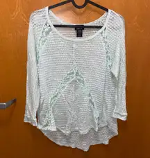 Green Sweater With Lace Accents