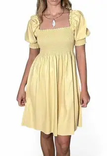 7 for all mankind NWT yellow faux leather babydoll dress