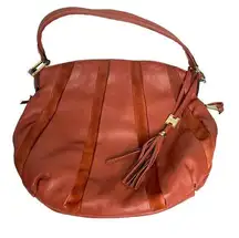 Aimee Kestenberg Tuscany Pebbled Leather & Suede Purse Hobo Bag Terracotta