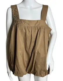 Banana Republic Heritage Shirt Womens Large‎ Brown Bubble Blouse Beaded Neutral