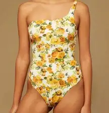 ONIA Eden Floral One shoulder Wren One-Piece Swimsuit Yellow White Multi S