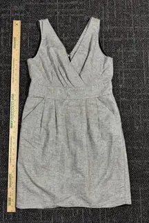 Ann Taylor Loft Dress Women's Size 10 Gray Linen Metallic Sheath Grecian Sparkly