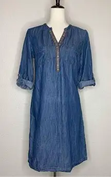 Spense Lyocell Blend Women’s Blue Chambray Shirt Dress