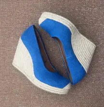 Nine West wedges woman's 9.5 Blue Canvas Espadrille wedges‎ Heels Boho casual