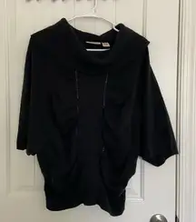 DKNY Jeans women’s solid‎ black patterned sequin loose cowl neck soft sweater L