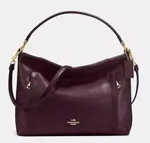 Coach Scout Hobo shoulder bag pebble leather pockets plum chocolate brown