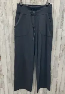 NWOT Halara Gray High Waist Rise Flare Pants Drawstring Pockets Womens Medium
