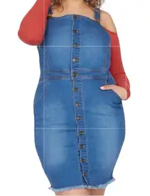Wax Jean Denim Stretch Button-Up Overall Dress Size 3X