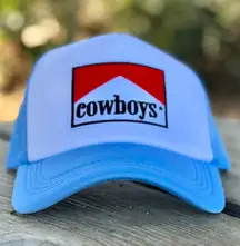 “cowboys” Trucker Hat.  Baby Blue And White With Embroidered Patch On Front