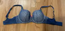 Victoria’s Secret body by Victoria lined demi bra blue lace 36dd