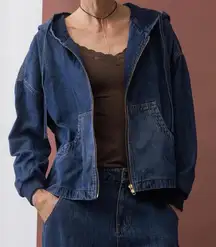 NWT Ruti Relaxed Denim Hooded Jacket Zip Up Slouchy Size Small/ Medium