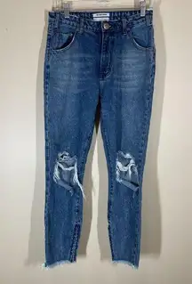 One Teaspoon Jeans 28 Women’s High Rise Waist Freebird Skinny Ankle Frayed Hem