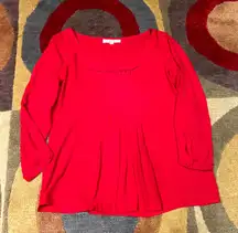 LOFT Red Sheer Business Work Blouse Top Dress Shirt 3/4 Sleeves Small