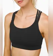 Lululemon Women’s Energy Bra Strappy Black Sports Bra Size 8
