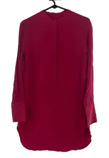 Equipment Femme Marche Collarless Long Sleeved Silk Magenta‎ Blouse Size S Long