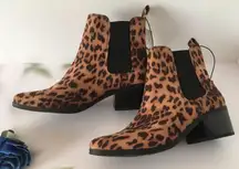 Leopard Ankle Boots, Size 7