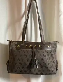 Vintage‎ Dooney & Bourke Signature DB Purse Large Tassel Tote Y2K Brown GUC!