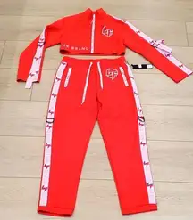 NWT LF Athleisure Red Track Pants & Cropped Jacket